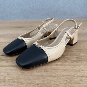 Sam Edelman Womens Tarra 2 Slingback Heel Pump Size 7 Tan Black Vintage Style